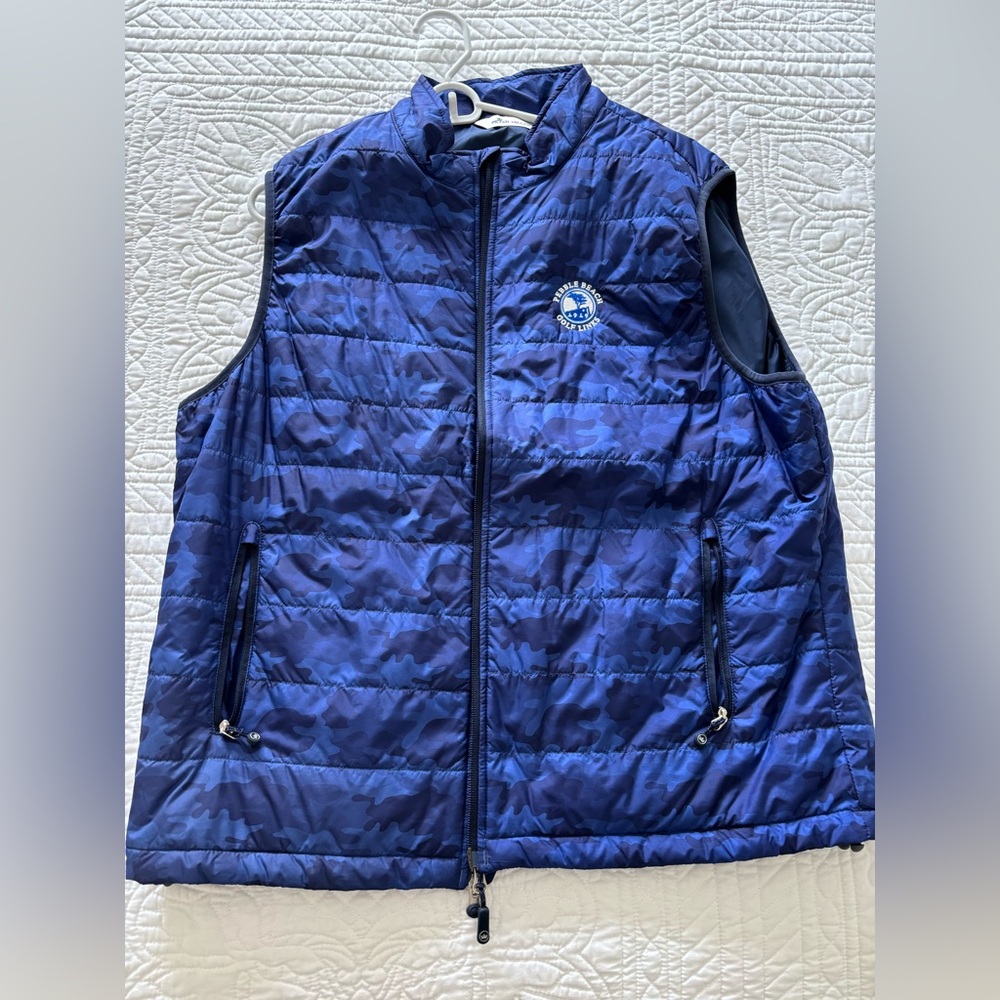 Peter Millar Pebble Beach blue camo quilted vest Size XL